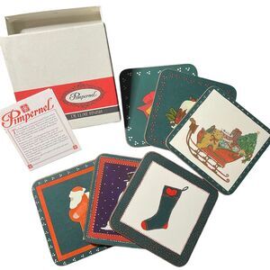 Pimpernel‎ Christmas Holiday Deluxe Coasters Set of 6 - Vintage Made in England